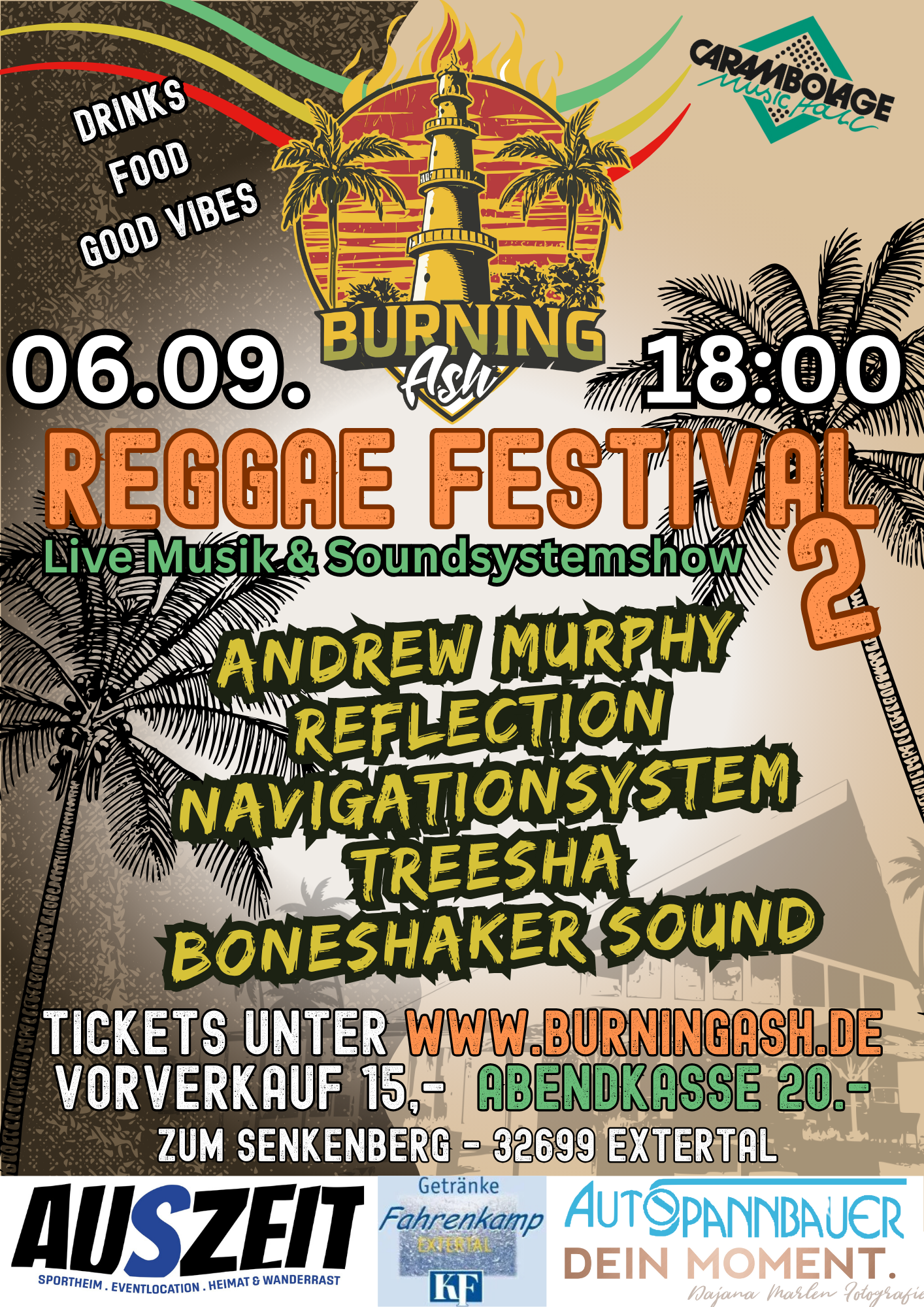 Flyer mit Künstlerangaben und Datum sowie startzeit. 6.09.2025 - 18:00 Uhr